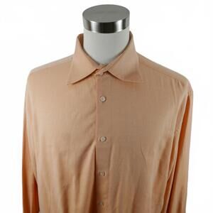 Kuhlman Mens Cotton Sigma Button Down Orange Striped Dress Shirt Size 48